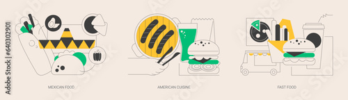 American food abstract concept vector illustrations.
