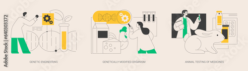 Biotechnology abstract concept vector illustrations.