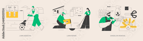 Lawn maintenance abstract concept vector illustrations.