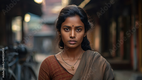 portrait sad Indian woman in the traditional dress © EmmaStock