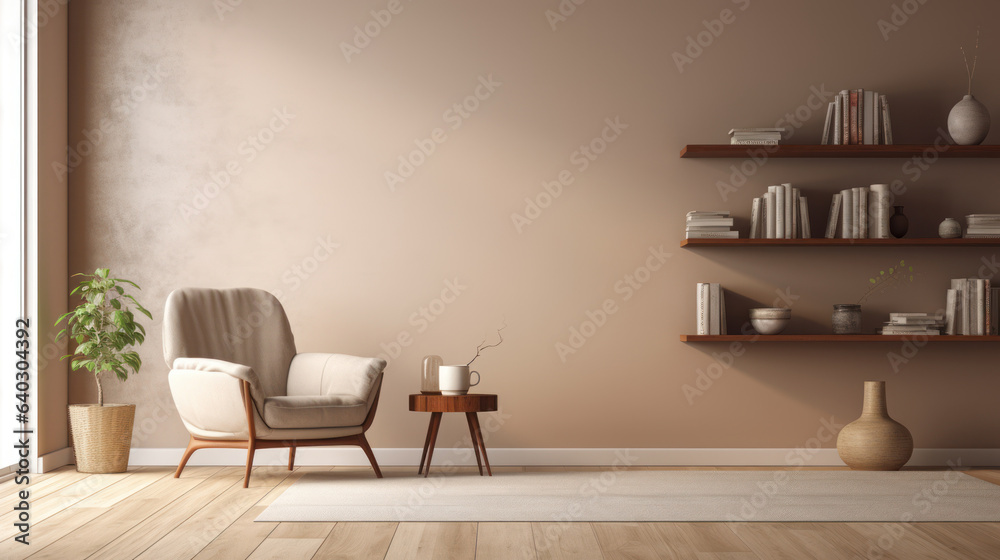 Obraz premium The minimalist living room brown pastel toner