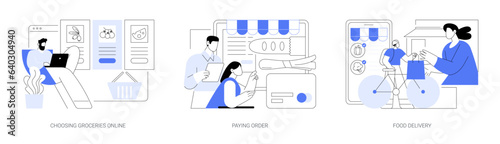 Buying groceries online isolated cartoon vector illustrations se