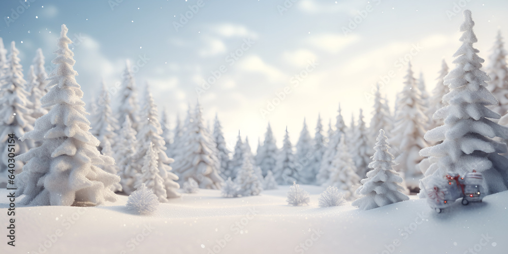 Beautiful winter landscape with snow covered trees.Christmas background Snow Stock Photo