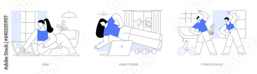 Home workout isolated cartoon vector illustrations se