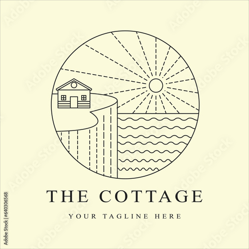 cabin or cottage logo line art simple minimalist vector illustration template icon graphic design