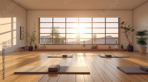 Yoga Studio   A calming space for physical and spiritual exercise  outfitted with minimalistic Japanese decor