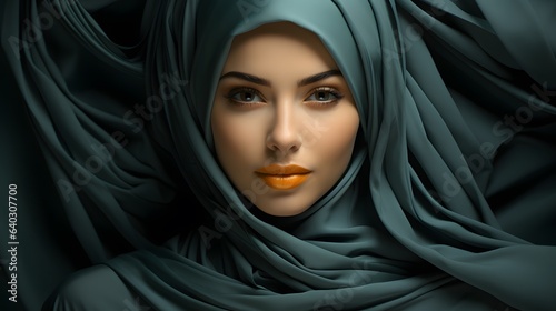 Portrait of beautiful muslim woman in hijab. 