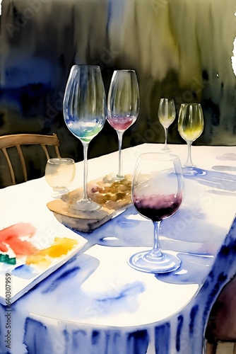 A Painting Of Three Glasses Of Wine On A Table