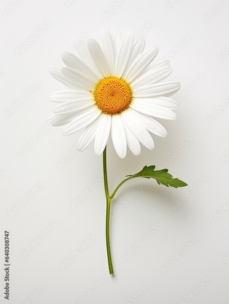 An image of the simplicity and charm of a chamomile flower on a white background. An image of the simplicity and charm of a chamomile flower on a white background.