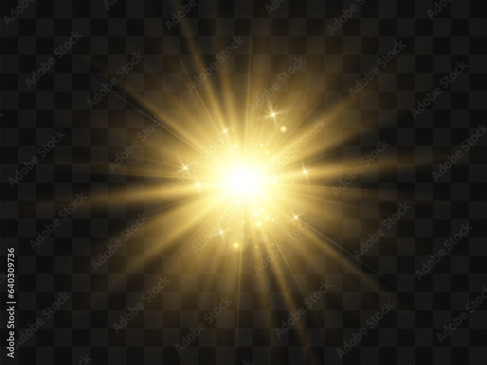 Bright beautiful star.Illustration of a light effect on a transparent background.	

