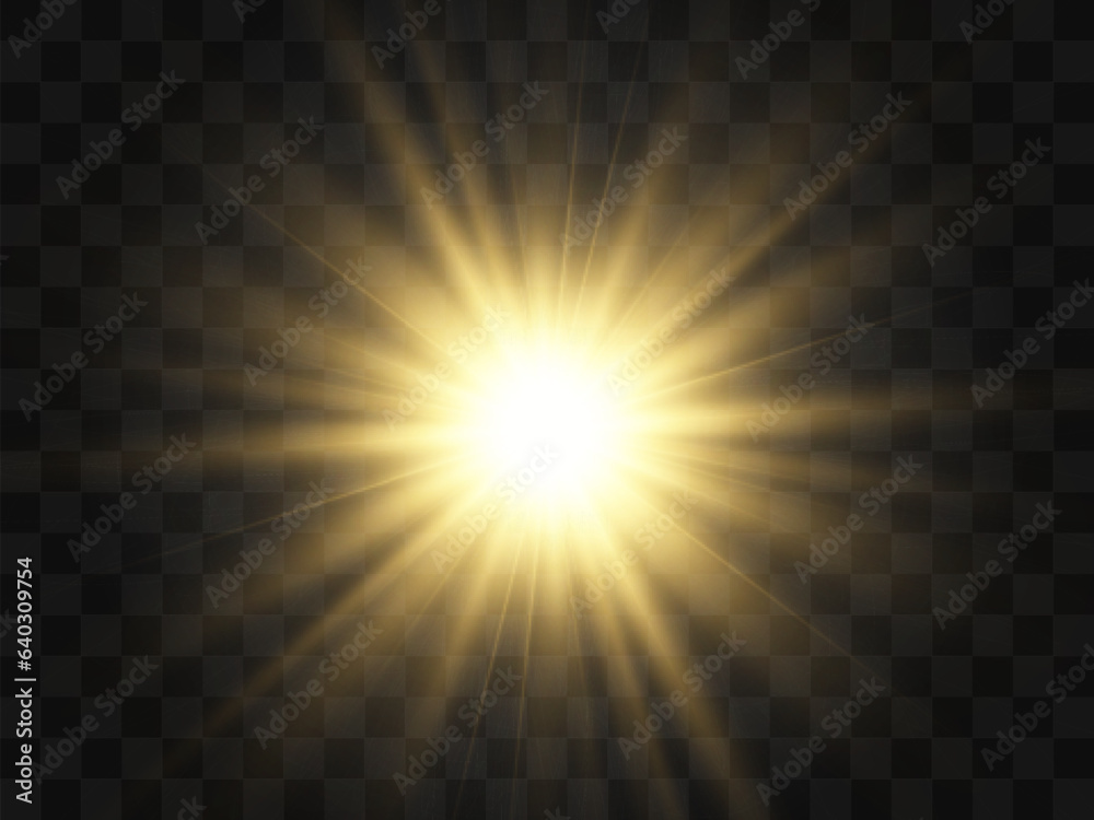 Bright beautiful star.Illustration of a light effect on a transparent background.	

