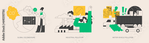 Global carbon footprint abstract concept vector illustrations.