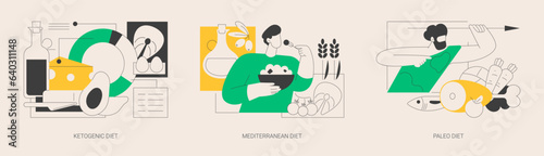 Weight loss nutrition plan abstract concept vector illustrations.