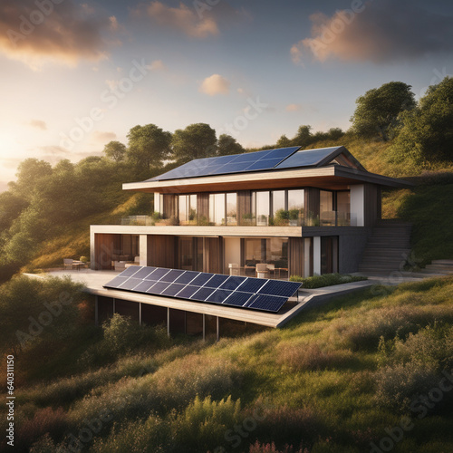 Solar panels on the roof of house