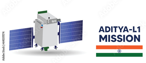 Aditya -L1 Indian Solar Mission space research vector poster white isolated 