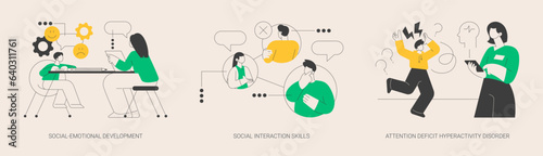Kids emotional management abstract concept vector illustrations.