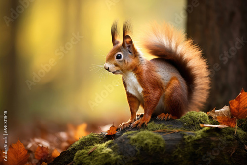 Red Squirrel in the autumn forest © Veniamin Kraskov