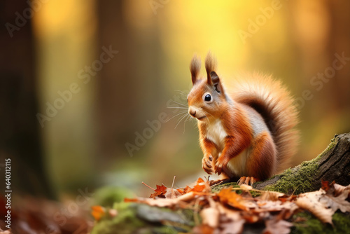 Red Squirrel in the autumn forest