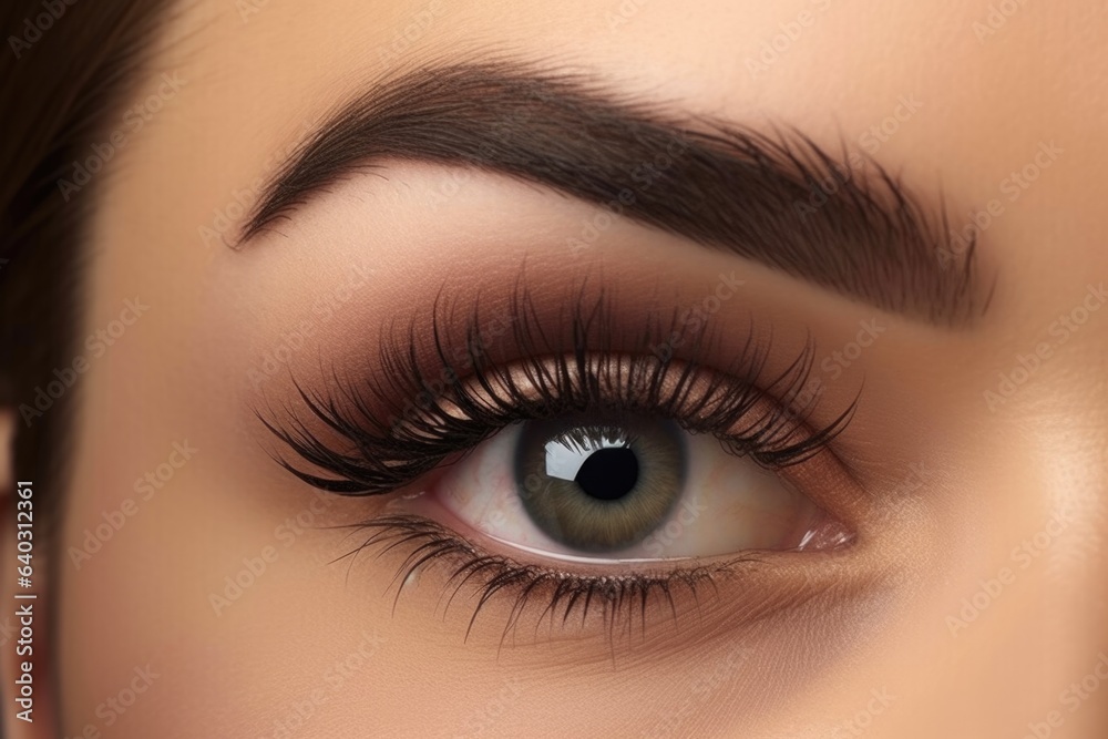 Obraz premium Close-up image of the face and eyebrows of a well-groomed girl.