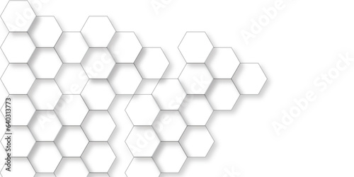Seamless pattern with hexagons Pattern of white abstract hexagon wallpaper or background. Futuristic abstract honeycomb mosaic white technology background. geometric mesh cell texture.