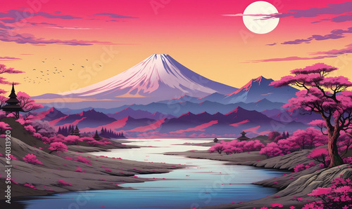 Sunset in the mountains of Japan