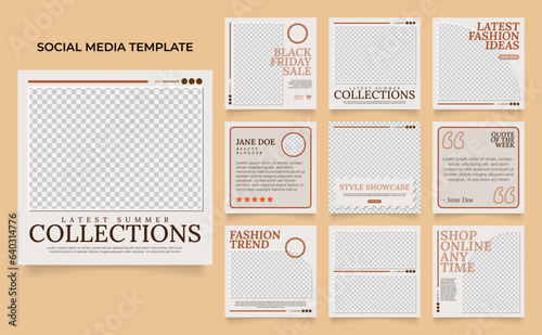 social media template banner blog fashion sale promotion. fully editable instagram and facebook square post frame puzzle organic sale poster. fresh yellow element shape vector background