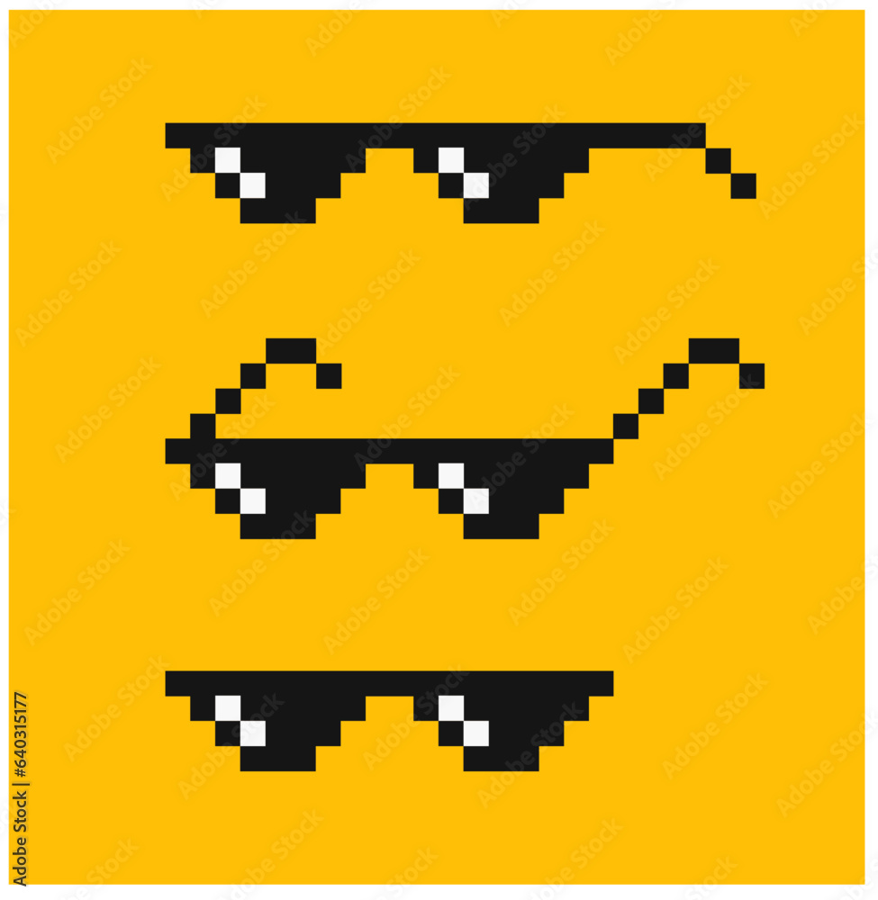 Thug life glasses set in three angles.