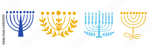Menorah Hanukkah Shapes Set Illustration Judaism