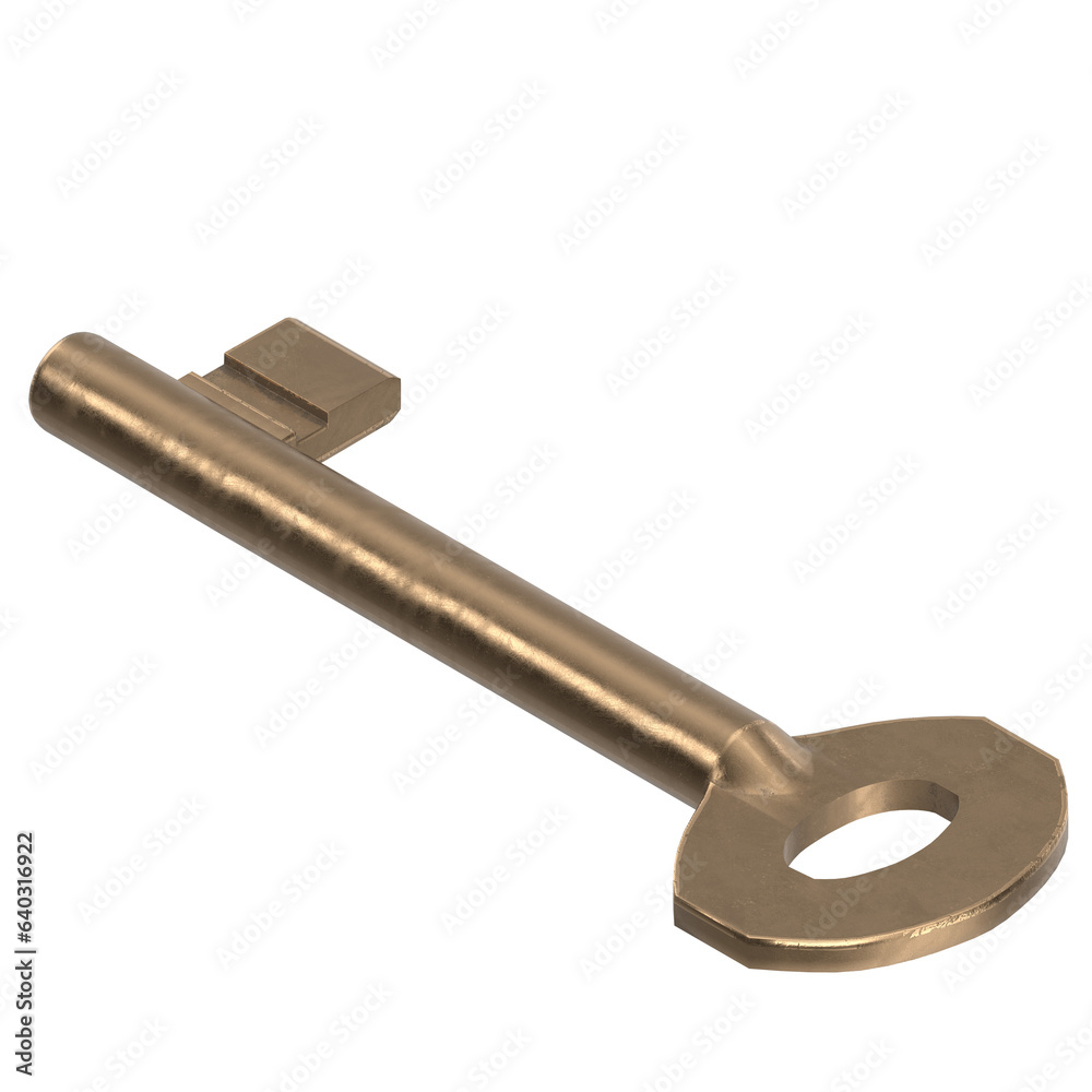 3D rendering illustration of an old key 3D rendering illustration of an old key