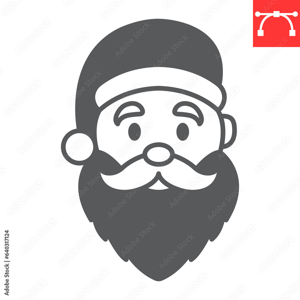 Santa Claus glyph icon, new year and merry christmas, xmas men vector icon, smiling santa vector graphics, editable stroke solid sign, eps 10. Santa Claus glyph icon, new year and merry christmas, xmas men vector icon, smiling santa vector graphics, editable stroke solid sign, eps 10.