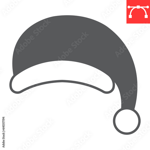 Santa hat glyph icon, new year and merry christmas, xmas hat vector icon, xmas costume vector graphics, editable stroke solid sign, eps 10.