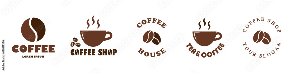 Coffee shop - vector labels. Emblems for coffee bar isolated on white. Coffee shop - vector labels. Emblems for coffee bar isolated on white.