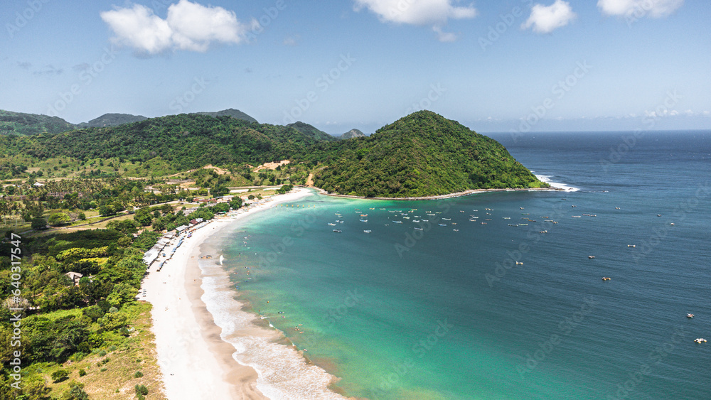 Fototapeta premium Drone view in selong belanak kuta lombok indonesia
