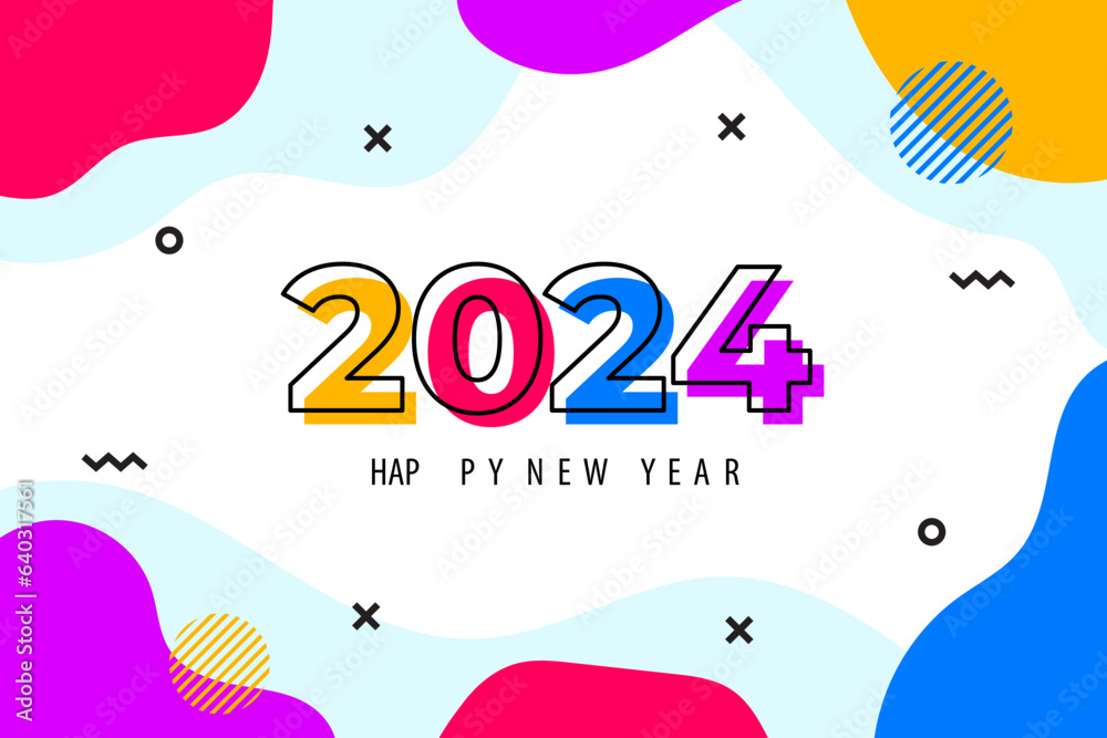 2024 new year celebration background with colorful geometric style. Vector illustration