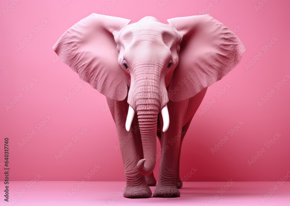 Abstract elephant on pink wallpaper, Pink Elephant on Pink Background.