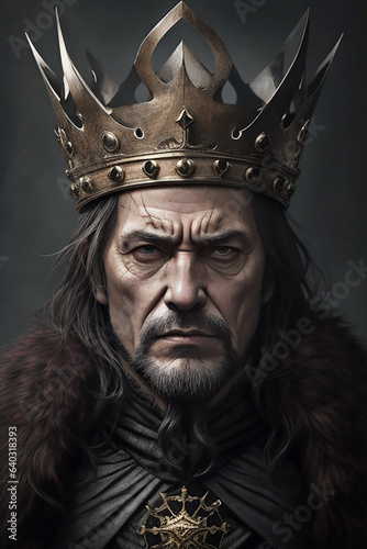 Angry king with a crown on his head