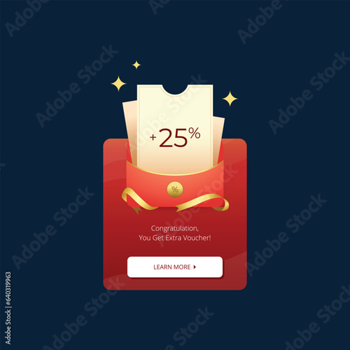Gift voucher bonus extra discount pop up banner design template for marketing or promotion program vector design