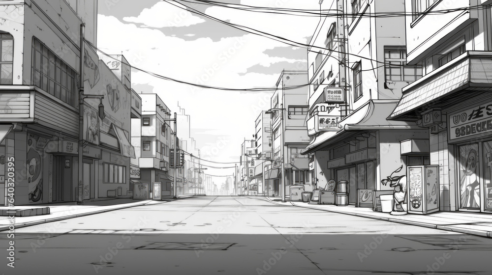 Fototapeta premium manga Styled empty street