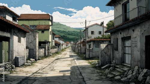 manga Styled empty street © Textures & Patterns