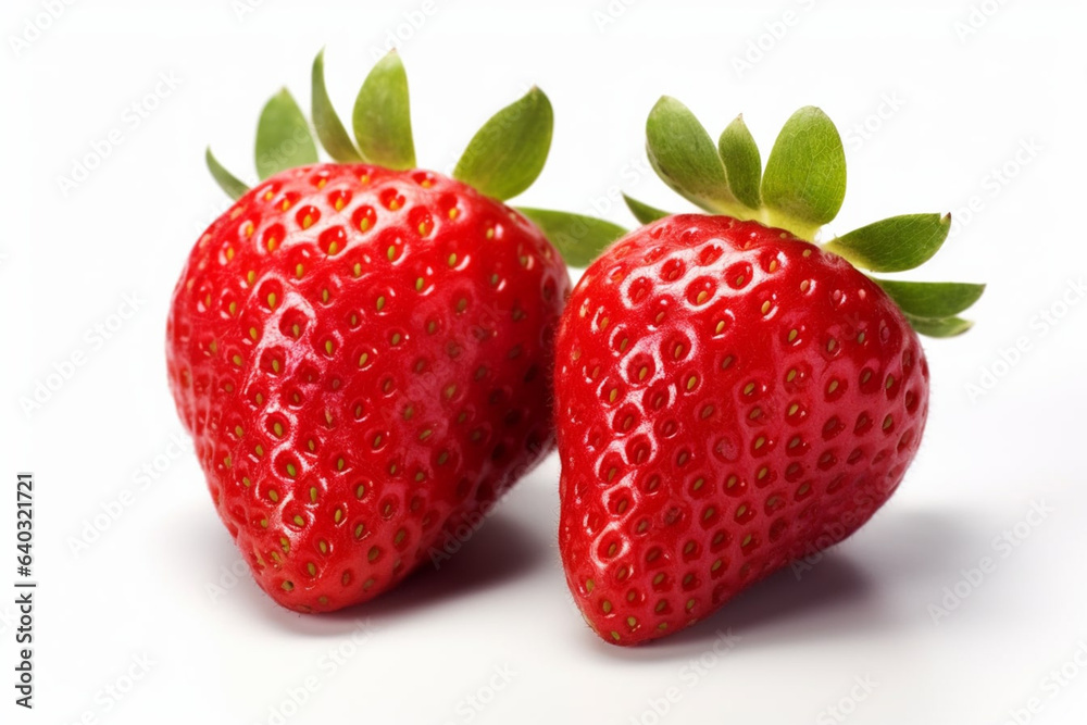 Delicious strawberries isolated on a white background. Good for any project. Generative AI Delicious strawberries isolated on a white background. Good for any project. Generative AI