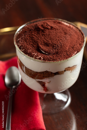 Tiramisu cake in glass 