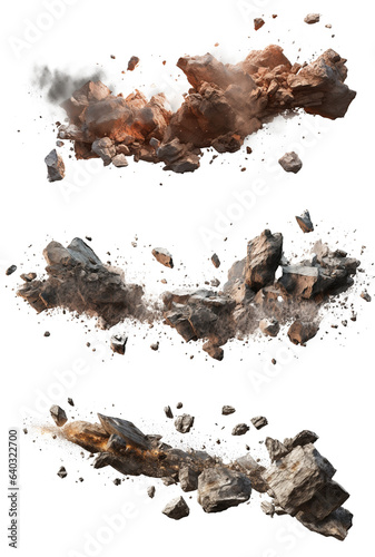 Murais de parede flying debris with dust Isolated on transparent background