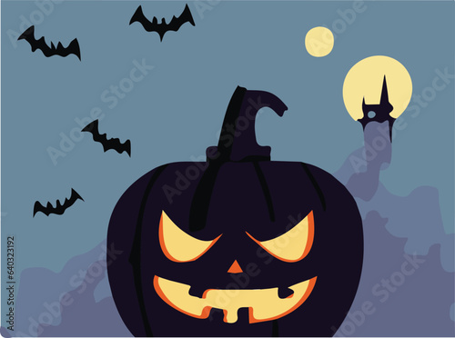 Halloween Pumpkin with Bats
