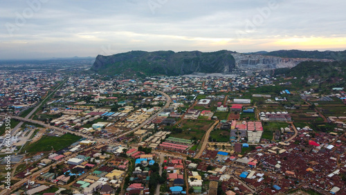 Beautiful aerial view of Abuja city mountain landscape 