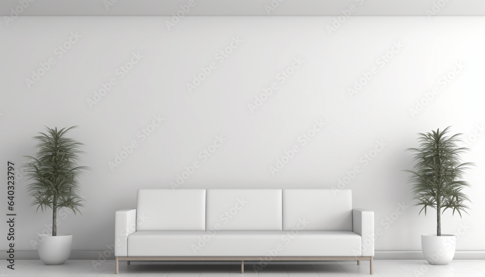 Urban Oasis of Space: Modern Waiting Lounge with Empty Wall Urban Oasis of Space: Modern Waiting Lounge with Empty Wall