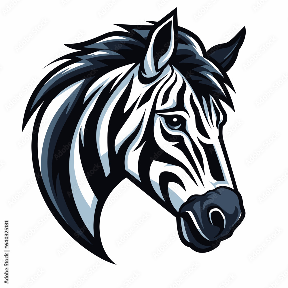 Esport vector logo zebra on white background side view, zebra icon, zebra head, zebra sticker
