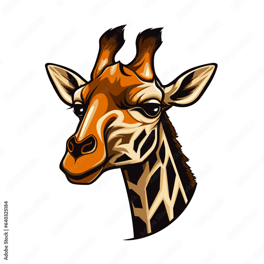 Naklejka premium Esport vector logo giraffe on white background side view, giraffe icon, giraffe head, giraffe sticker