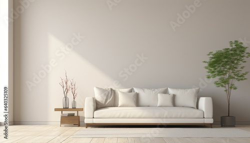 Serene Escape: Empty Wall in Living Room with Comfort