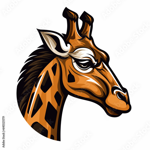 Esport vector logo giraffe on white background side view, giraffe icon, giraffe head, giraffe sticker