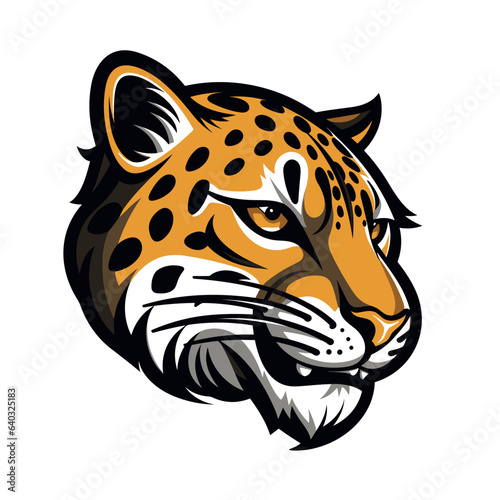 Esport vector logo cheetah on white background side view, cheetah icon, cheetah head, cheetah sticker, leopard